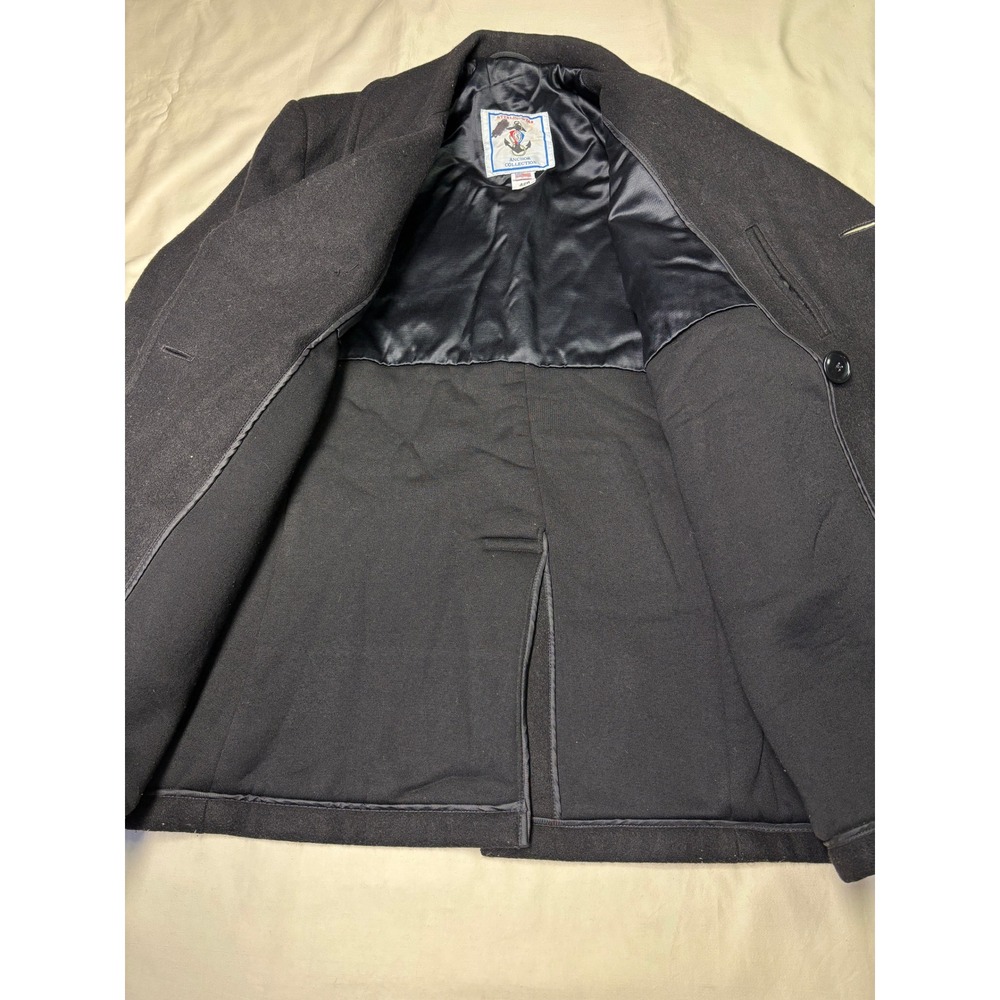 Vintage Sterlingwear Anchor Collection Mens Pea Coat Black Wool USMS 42R USA - Picture 5 of 11